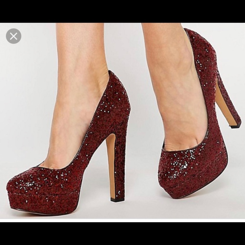 ALDO Passarello Red Glitter Platform Pumps